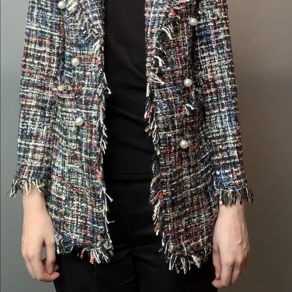 FINAL SALE! Rainbow tweed blazer w/ pearl buttons - Picture 8 of 15